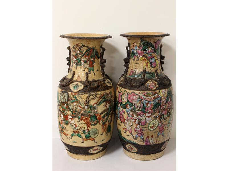 DEUX VASES formant paire en grès émaillé,...