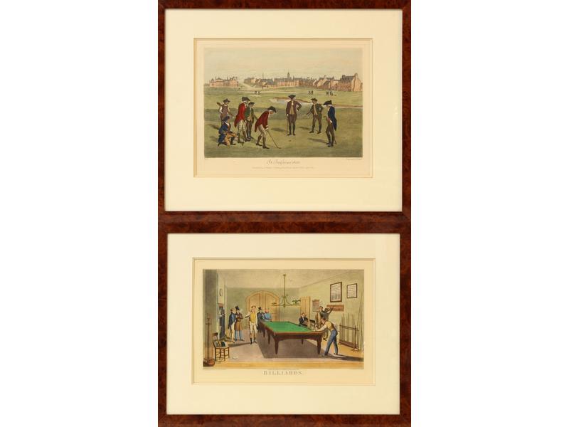 DEUX GRAVURES anglaises en couleurs représentant...