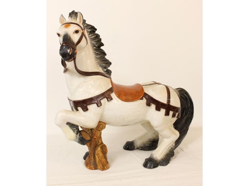GRAND CHEVAL en céramique émaillée polyc...