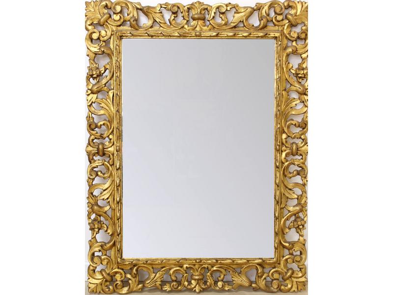 MIROIR rectangulaire à cadre en bois et stuc...