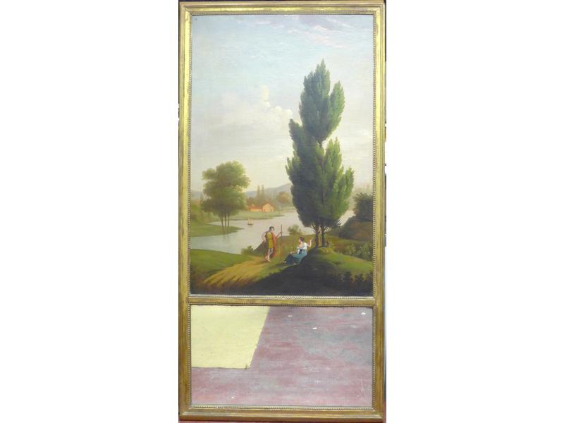 TRUMEAU rectangulaire à décor d'une scène...