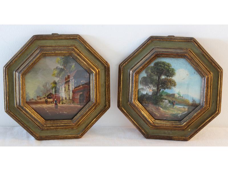 DEUX MINIATURES peintes sur carton représentant...