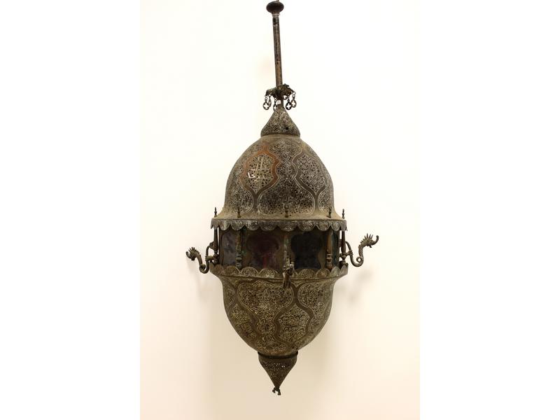 LAMPE DE MOSQUÉE (?) en cuivre et laiton...