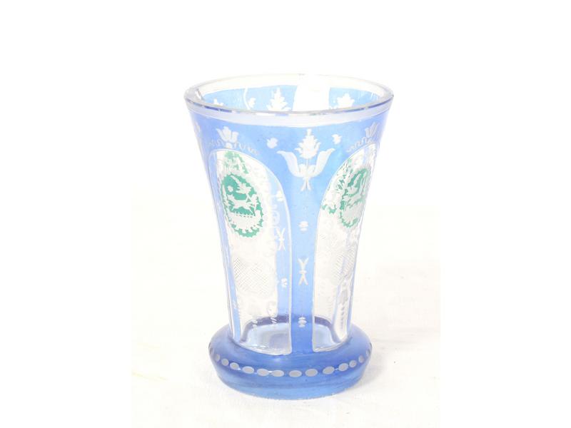 VERRE à col évasé en cristal de Bohème bleu...