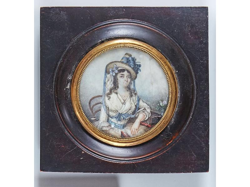 MINIATURE ronde sur ivoire représentant une...