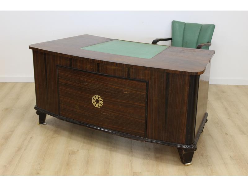 BUREAU DE DIRECTION de forme courbe en placage...
