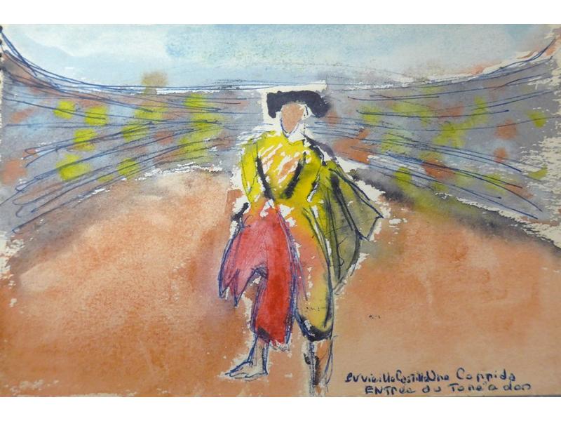 CARNET de dessins au stylo et aquarelle,...