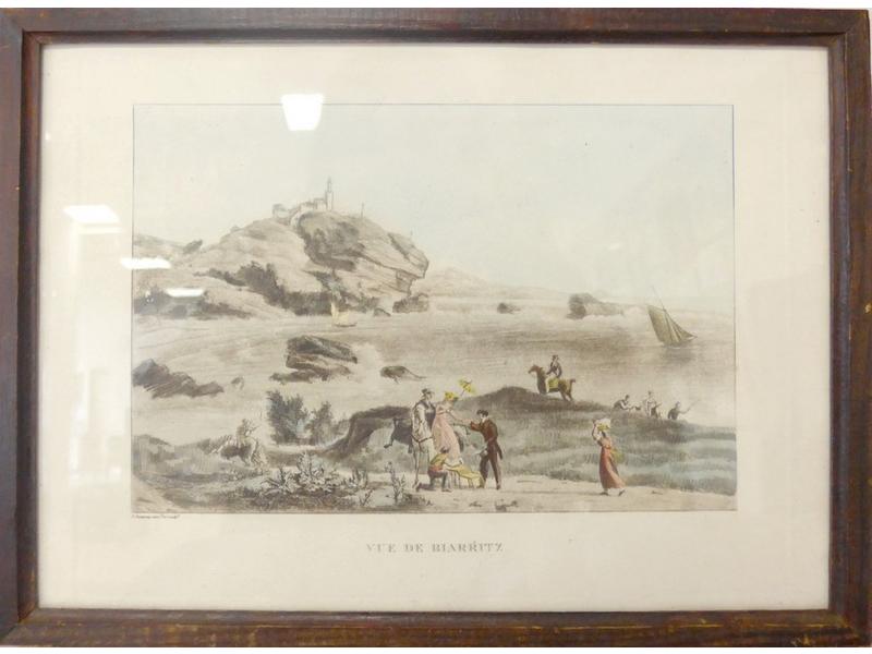TROIS LITHOGRAPHIES en couleurs, Vue de Biarritz,...