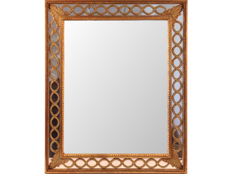 MIROIR rectangulaire à parcloses, à décor...