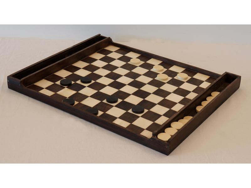 JEU DE DAMES en palissandre et os avec j...