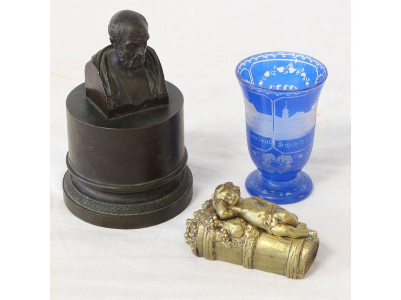 ENCRIER en bronze de forme cylindrique, le...