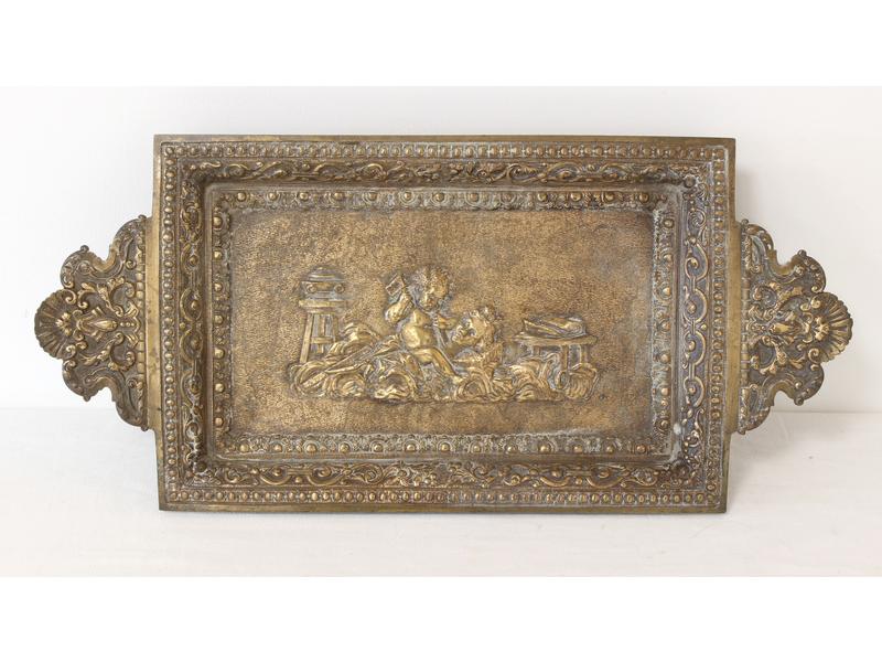PETIT PLATEAU rectangulaire en bronze à patine...