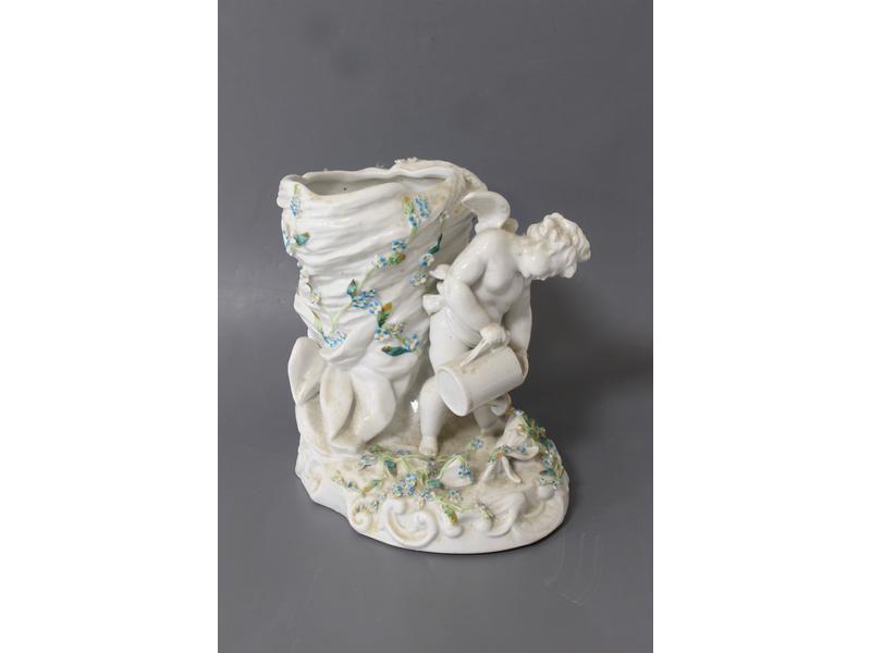 VASE en porcelaine émaillée blanc et bleu...