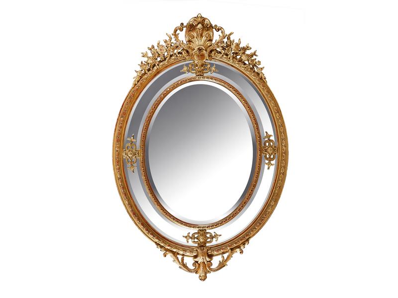 MIROIR ovale à parcloses biseautés avec fronton...
