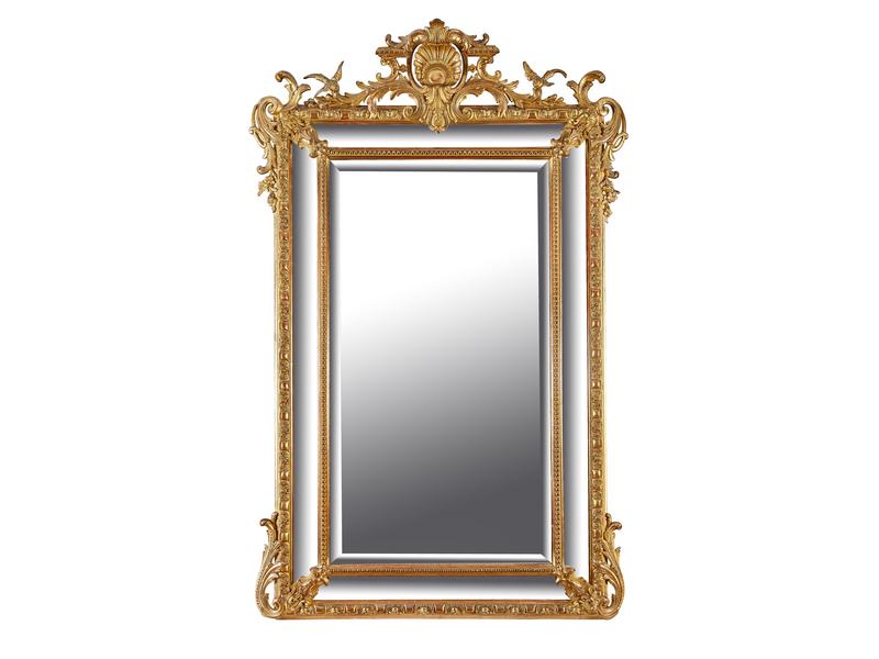 MIROIR de cheminée à parcloses biseautés...