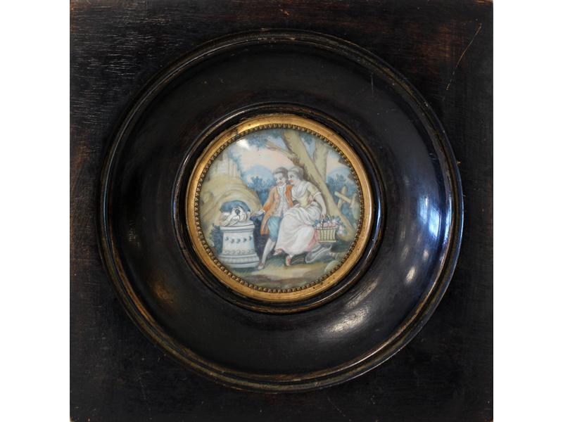 MINIATURE ronde sur ivoire représentant une...