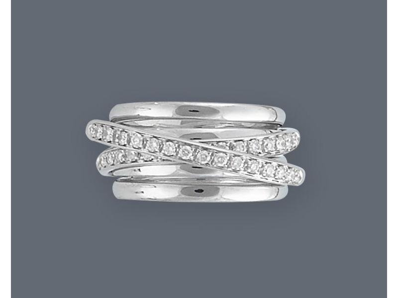 BAGUE en or gris (750) à six joncs dont deux...