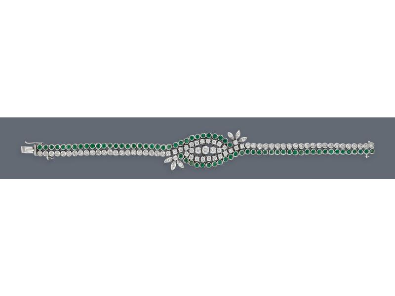 BRACELET souple en or gris (750) à ligne...