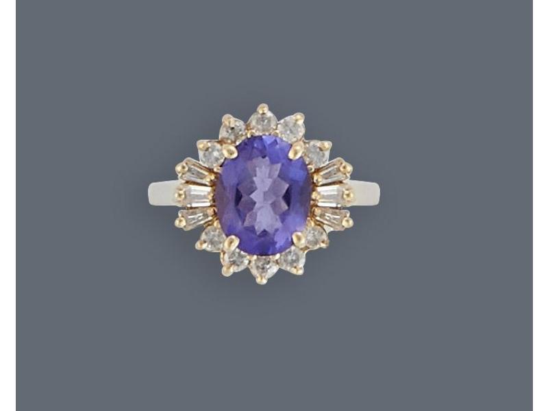 BAGUE jupe en or jaune (585 - 14K) sertie...