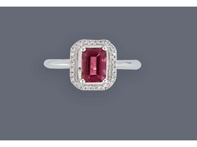 BAGUE en or gris (750) sertie d'une tourmaline...