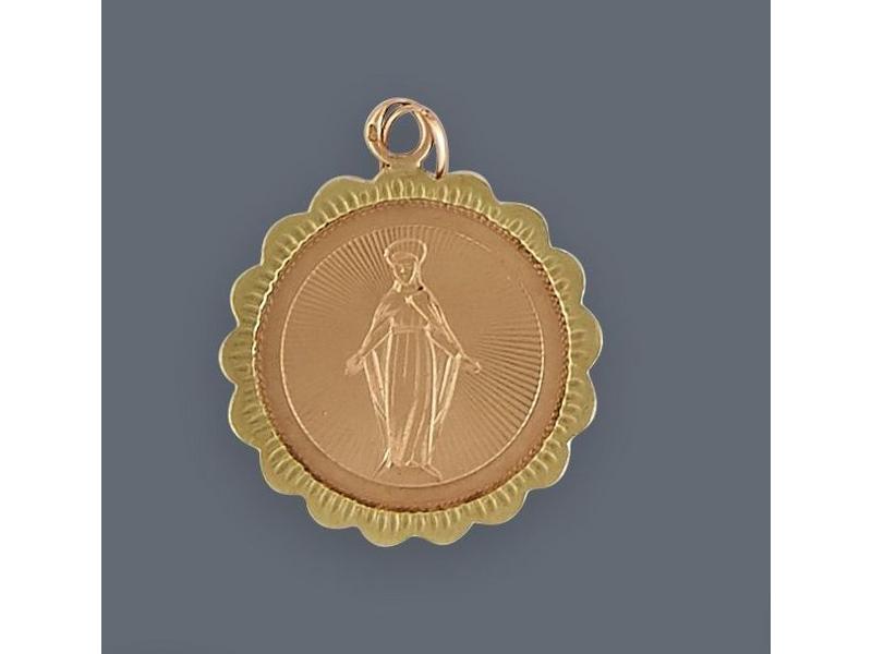 MEDAILLE en deux or jaune (750) chiffrée...
