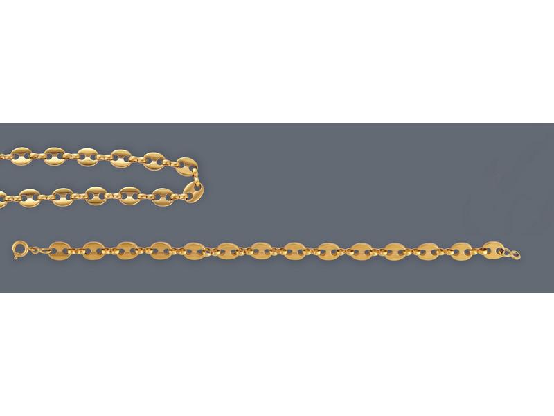 COLLIER ET BRACELET en plaqué or à maillons...