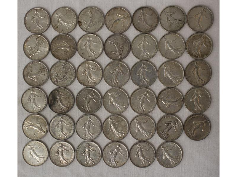 LOT DE 76 PIECES en argent comprenant: