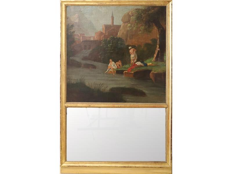 TRUMEAU rectangulaire en bois et stuc doré...