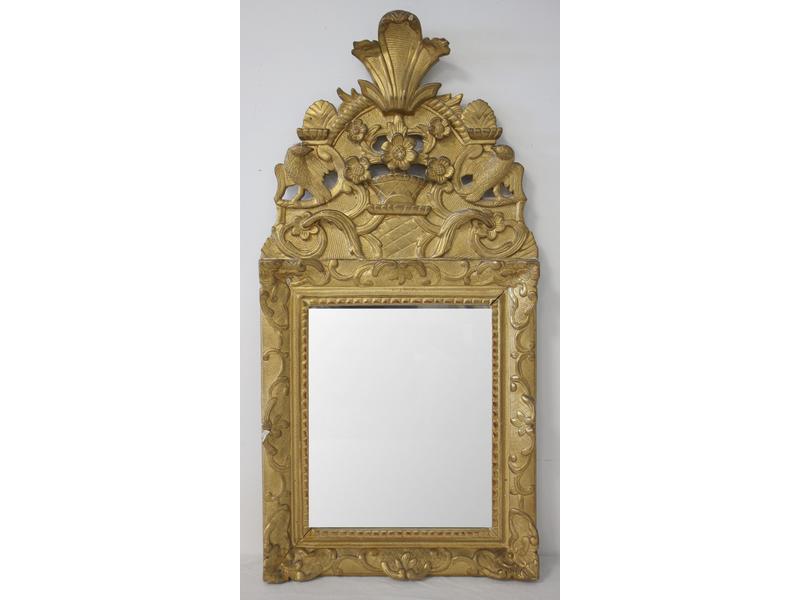 MIROIR rectangulaire à fronton en bois et...