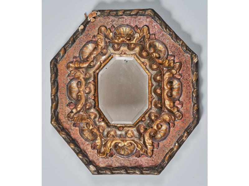 MIROIR octogonale biseauté, dans un cadre...