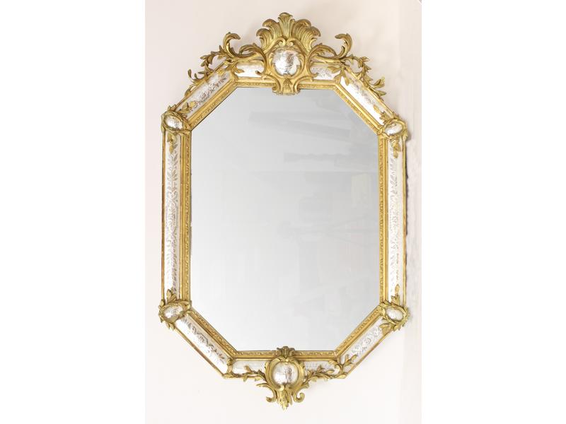 MIROIR octogonal à parcloses et cadre en...