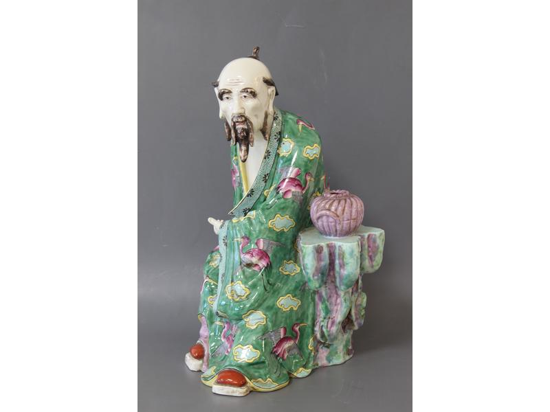 BRÛLE-ENCENS en porcelaine émaillée polychrome...