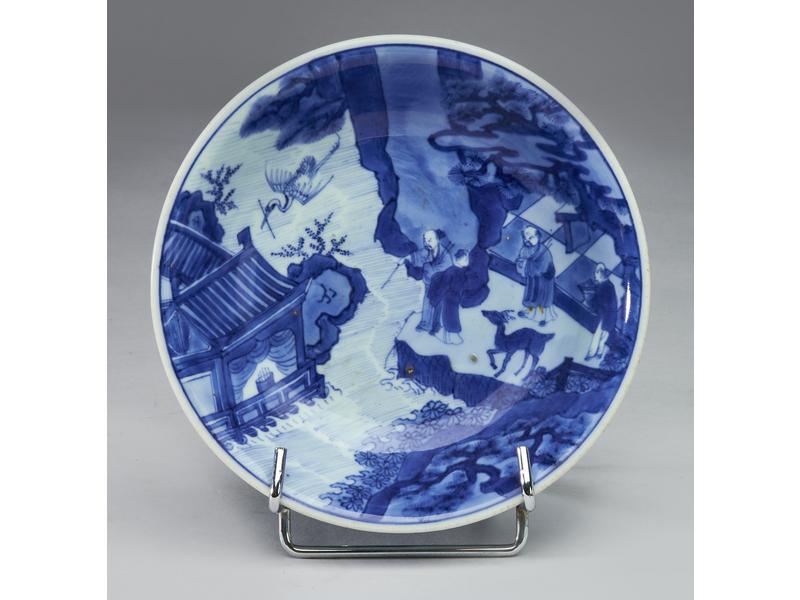 COUPE en porcelaine émaillée bleu et blanc...