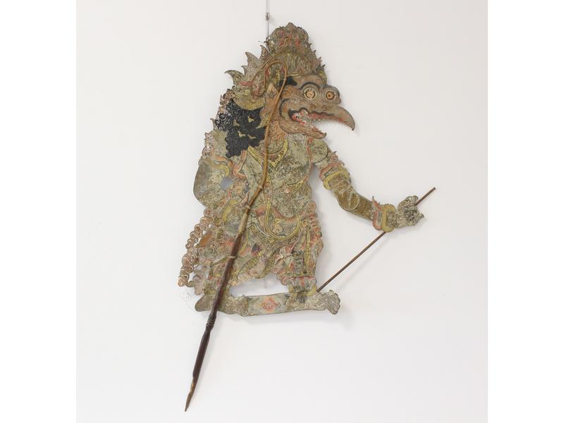 GRANDE MARIONNETTE en cuir découpé polychrome...