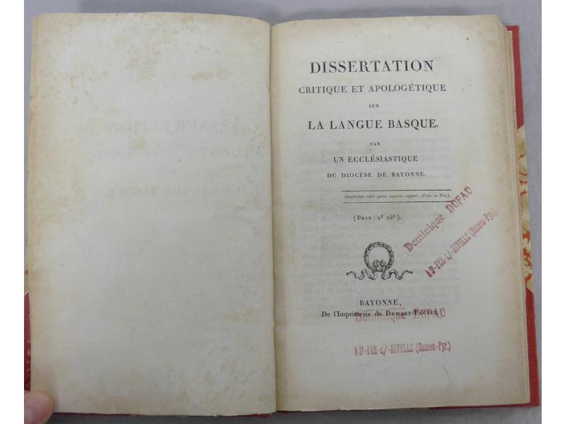 DARRIGOL J.-P, vers 1827, Dissertation critique...