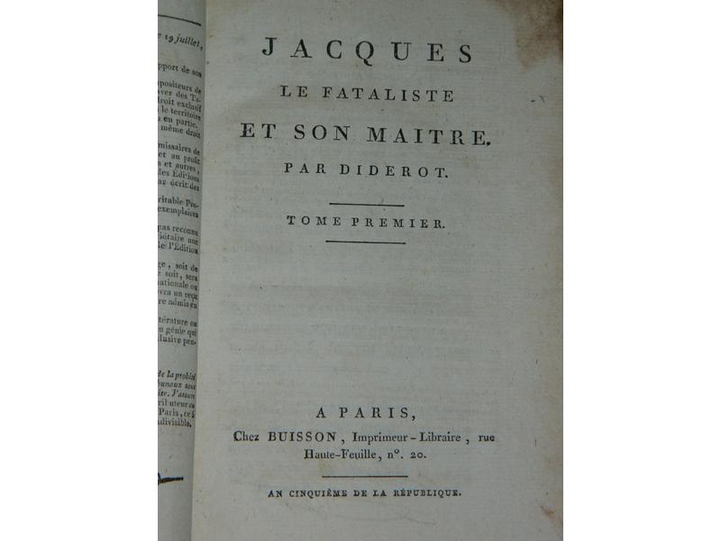 DIDEROT (D.) : Jacques le Fataliste et son...