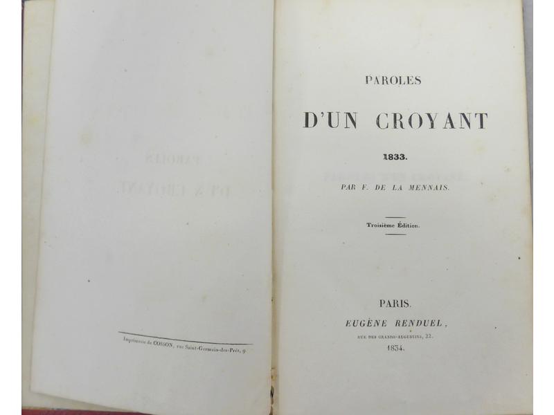 LAMENNAIS (F. de) : Paroles d'un croyant....