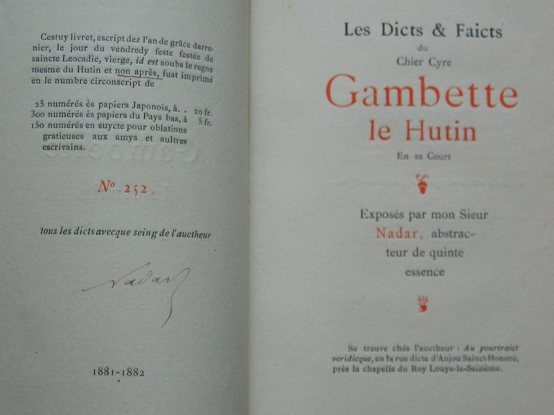 NADAR : Les Dicts& faicts du chier cyre Gambetta...