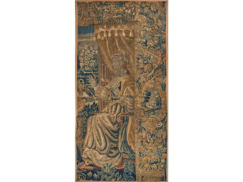 ÉLÈMENT DE TAPISSERIE type portière représentant...