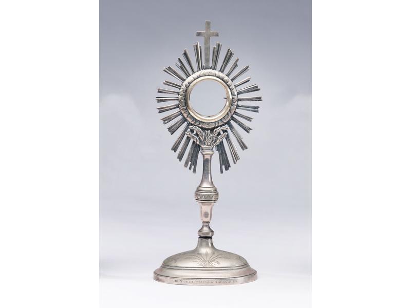 OSTENSOIR en bronze argenté, à monstrance...