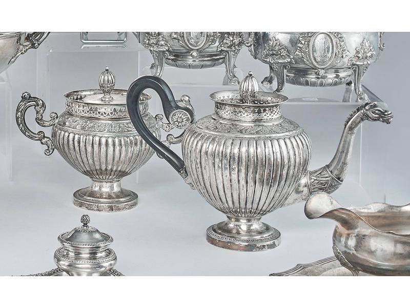 VERSEUSE et SUCRIER couverts en argent (bas...