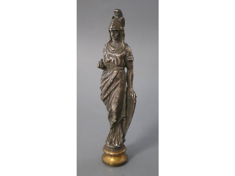 CACHET en bronze argenté chiffré BC représentant...
