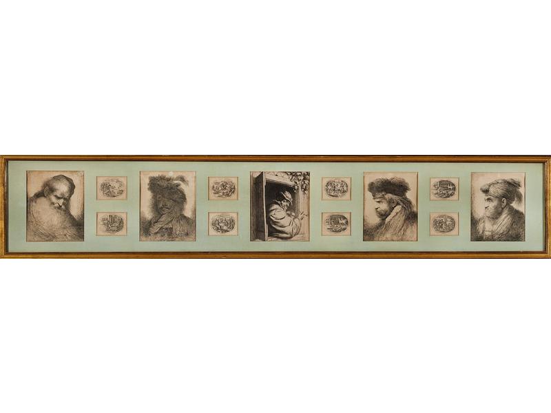 TREIZE GRAVURES montées sous verre compr...