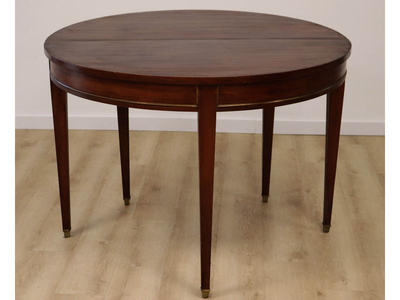 TABLE demi-lune à plateau abattant, en acajou...