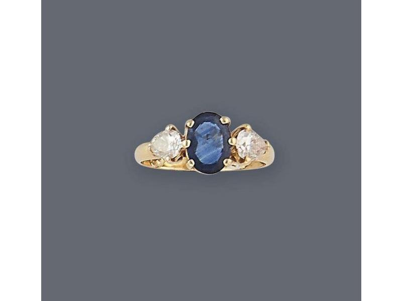 BAGUE en or jaune (750 millièmes) sertie...
