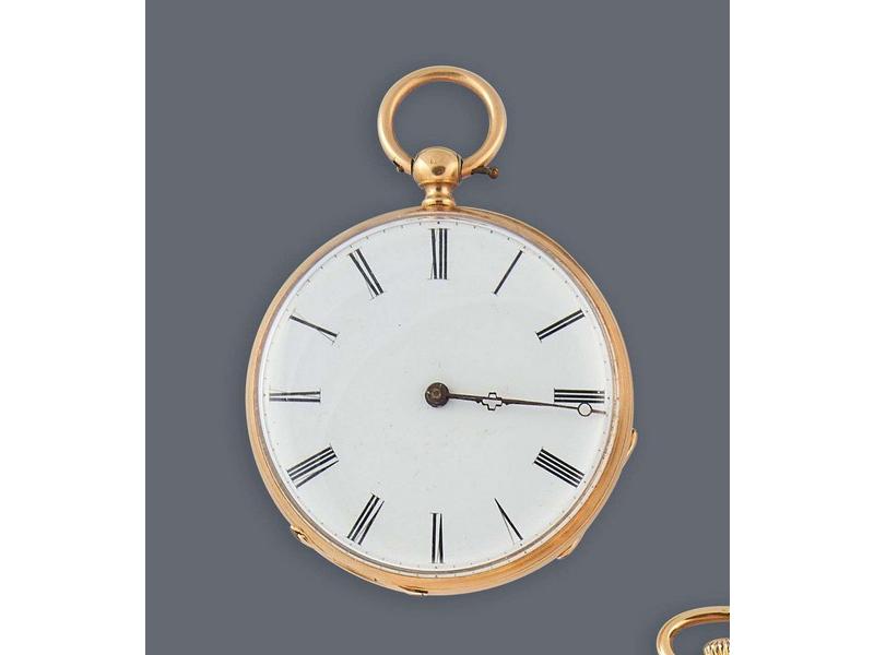 MONTRE DE POCHE en or jaune (750), à fond...