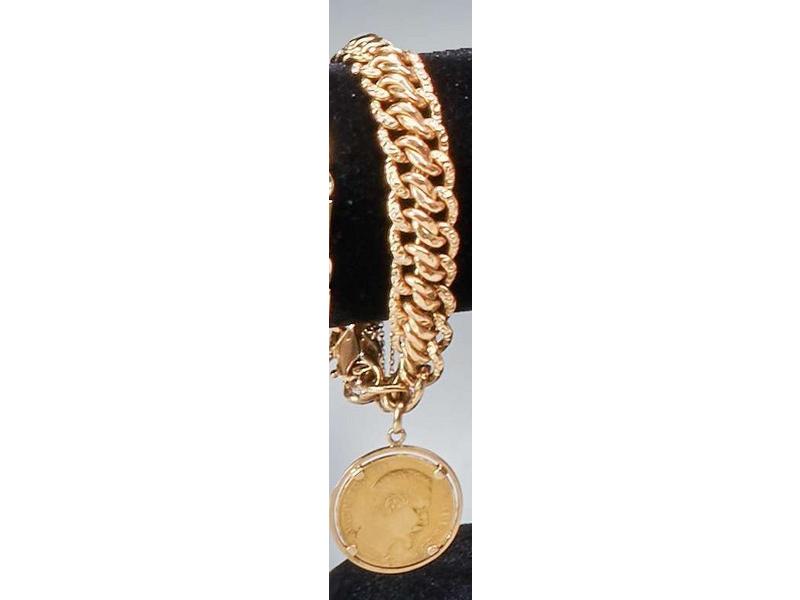 BRACELET souple en or jaune (750mm) serti...