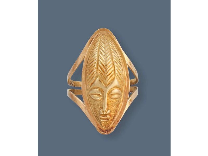 BAGUE en or jaune (750) deux tons, figurant...