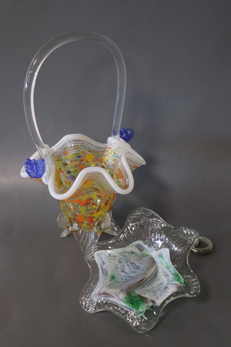 PANIER et COUPE coquillage, en verre soufflé...