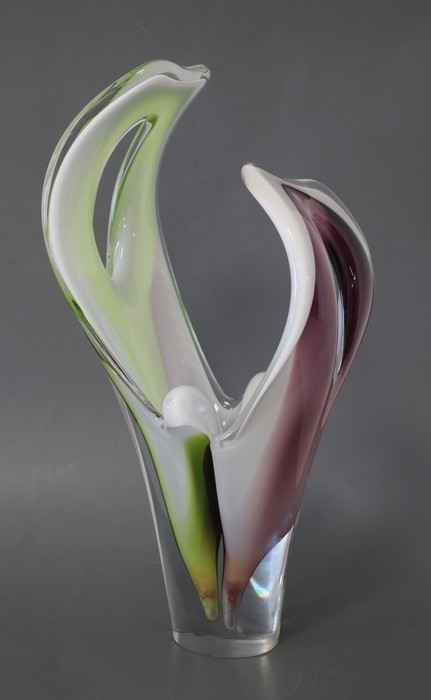 VASE en verre soufflé multicouche jaune-vert,...